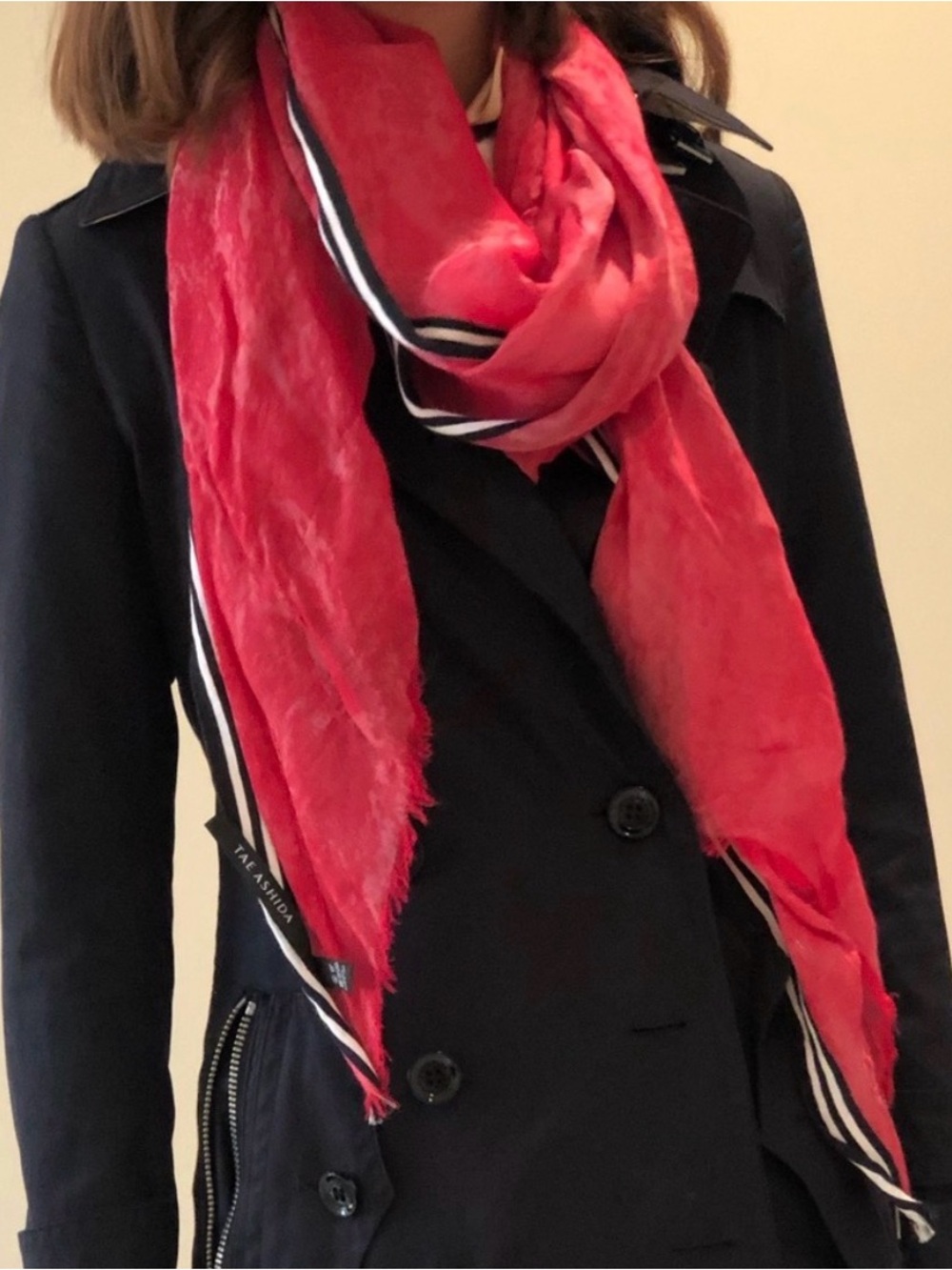 Tae Ashida - Designer Elegant Lightweight Coral, black & white striped